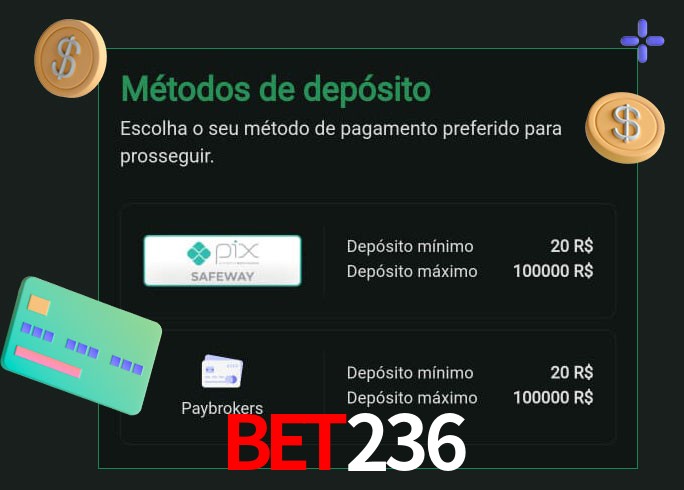O cassino bet236 oferece uma grande variedade de métodos de pagamento